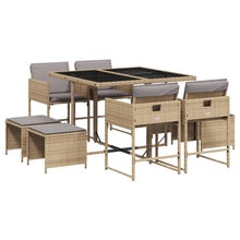 9-Delige Tuinset Met Kussens Poly Rattan Gemengd Beige