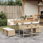 9-Piece Garden Dining Set with Cushions, Poly Rattan, Beige