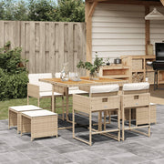 Tuinset 9-delig poly rattan beige met kussens