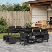 Tuinset 11-delig poly rattan zwart met kussens