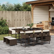 Tuinset 11-delig poly rattan bruin