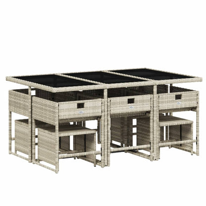 -Delige Tuinset Met Kussens Poly Rattan Lichtgrijs Glas 11
