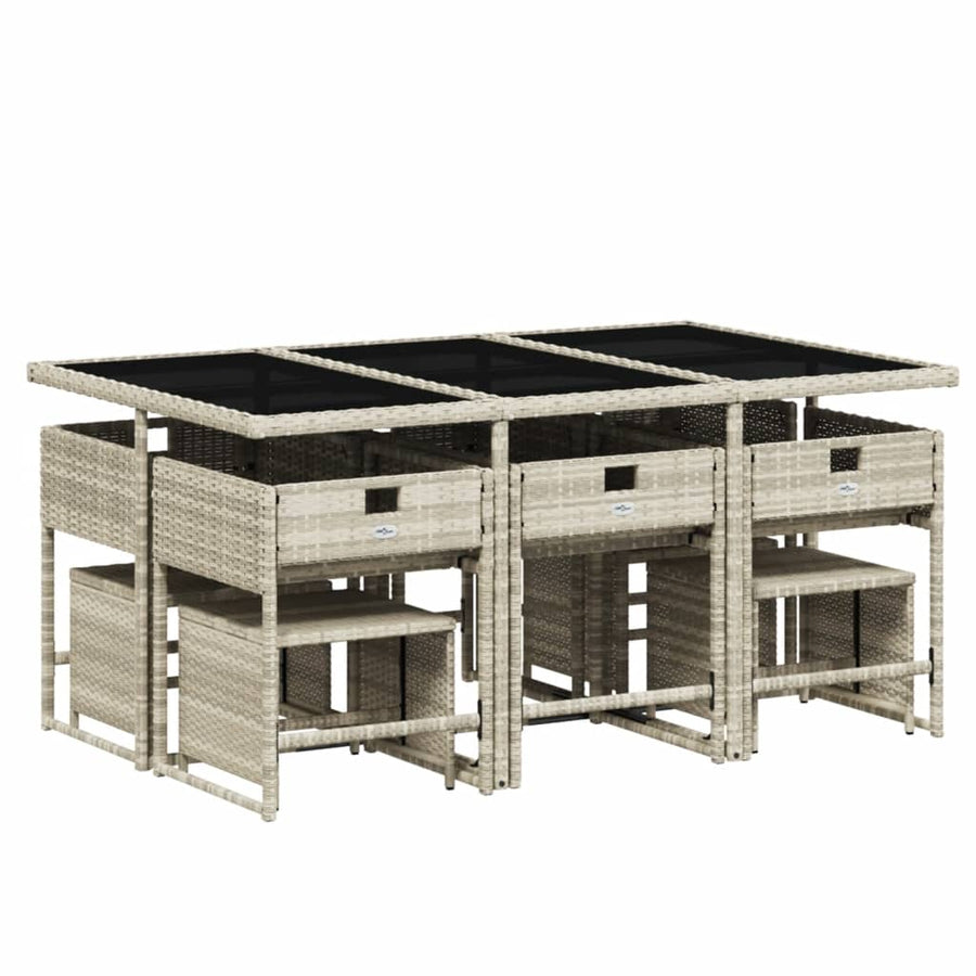 -Delige Tuinset Met Kussens Poly Rattan Lichtgrijs Glas 11