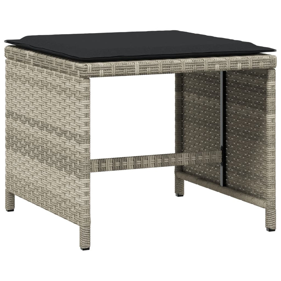 -Delige Tuinset Met Kussens Poly Rattan Lichtgrijs Glas 11