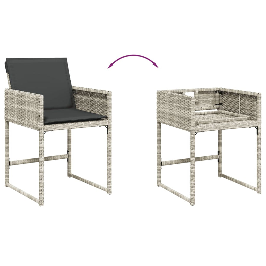 -Delige Tuinset Met Kussens Poly Rattan Lichtgrijs Glas 11
