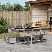 Tuinset 11-delig poly rattan lichtgrijs