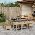 11-Delige Tuinset Met Kussens Poly Rattan Gemengd Beige