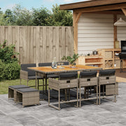Tuinset poly rattan grijs 11-delig