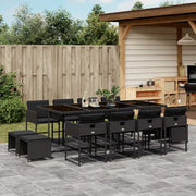 Tuinset 13-delig poly rattan zwart met kussens