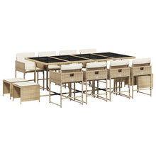 13-delige Tuinset met kussens poly rattan beige