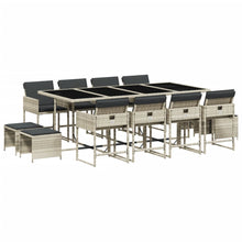 -Delige Tuinset Met Kussens Poly Rattan Lichtgrijs Glas 13
