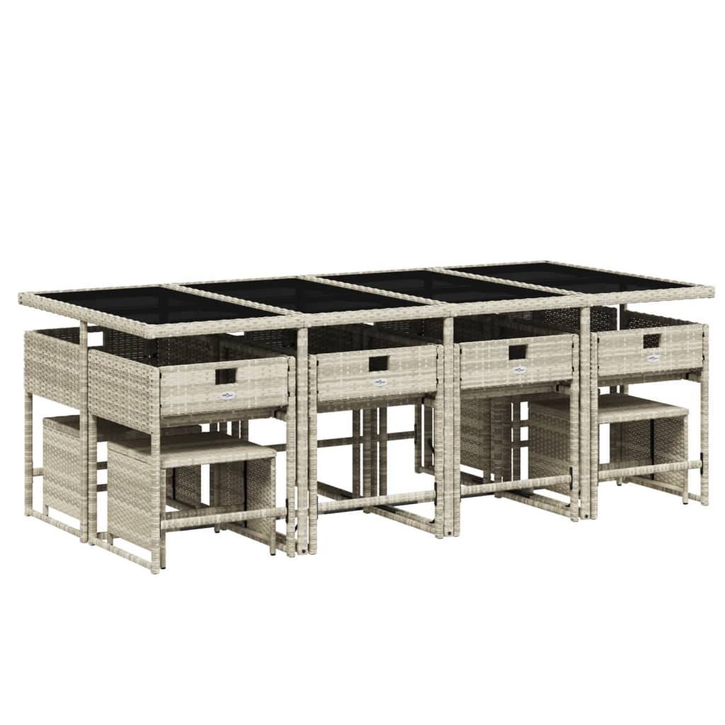 -Delige Tuinset Met Kussens Poly Rattan Lichtgrijs Glas 13