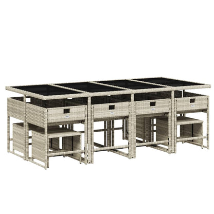 -Delige Tuinset Met Kussens Poly Rattan Lichtgrijs Glas 13
