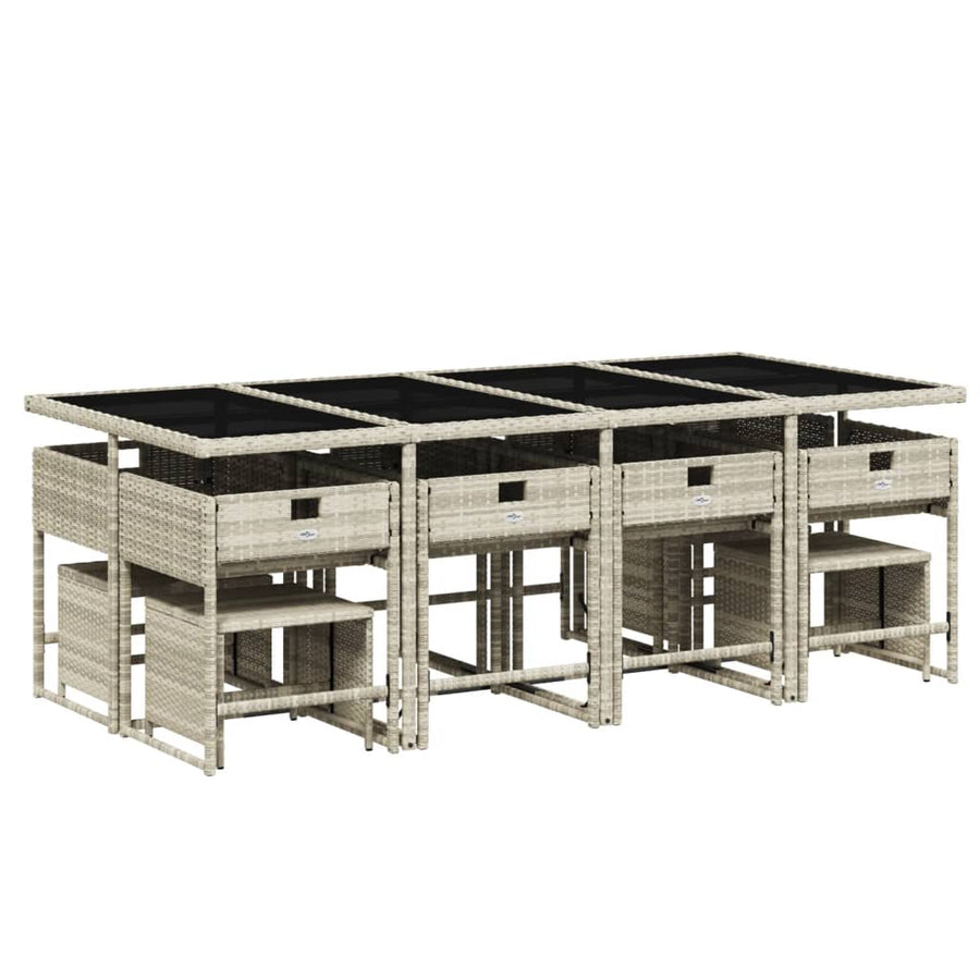 -Delige Tuinset Met Kussens Poly Rattan Lichtgrijs Glas 13