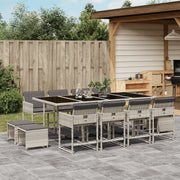 Tuinset 13-delig poly rattan lichtgrijs