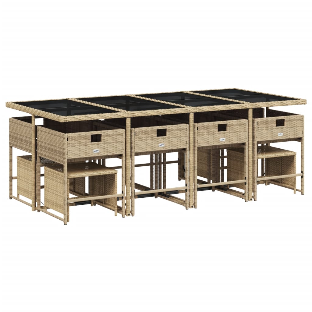 13-Delige Tuinset Met Kussens Poly Rattan Gemengd Beige