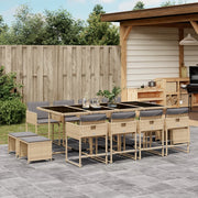Tuinset 13-delig poly rattan gemengd beige