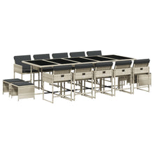 -Delige Tuinset Met Kussens Poly Rattan Lichtgrijs Glas 15