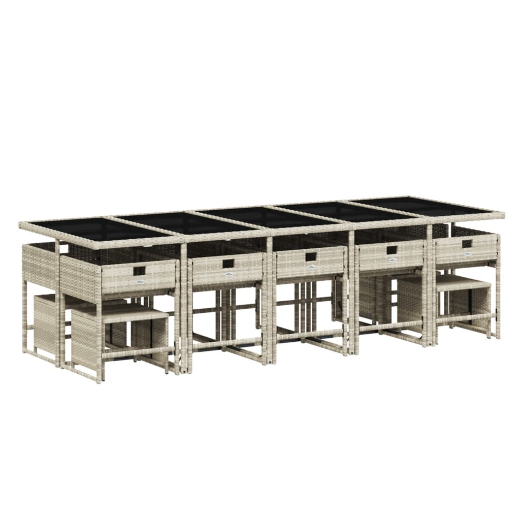 -Delige Tuinset Met Kussens Poly Rattan Lichtgrijs Glas 15
