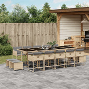 Tuinset 15-delig poly rattan gemengd beige