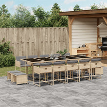 15-Delige Tuinset Met Kussens Poly Rattan 14 Gemengd beige Glas