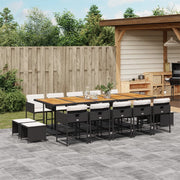 15-piece Garden Furniture Set with Cushions, Poly Rattan Black