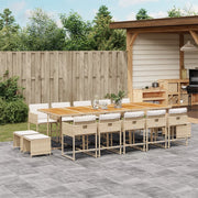 15-piece Garden Furniture Set with Cushions, Poly Rattan Beige