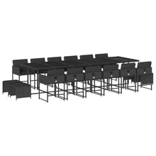 17-delige Tuinset met kussens poly rattan zwart