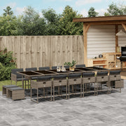 Tuinset 17-delig poly rattan grijs