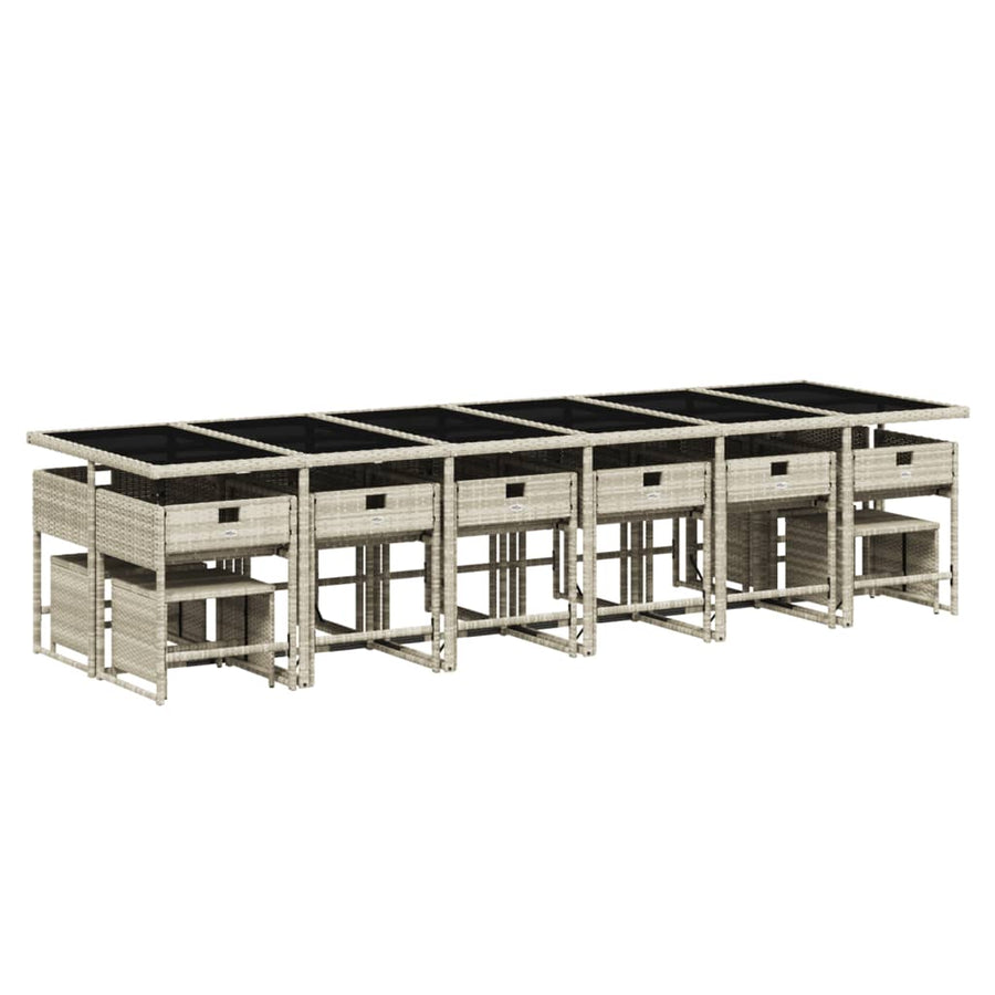 -Delige Tuinset Met Kussens Poly Rattan Lichtgrijs Glas 17