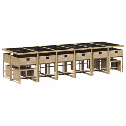 17-Delige Tuinset Met Kussens Poly Rattan Gemengd Beige