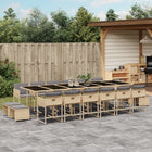 17-piece Garden Dining Set with Cushions Poly Rattan Mixed Beige