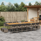 17-piece Garden Set with Cushions Poly Rattan Grey