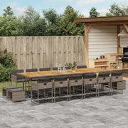 17-piece Garden Set with Cushions Poly Rattan Grey