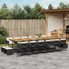 17-piece Garden Set with Cushions Poly Rattan Black