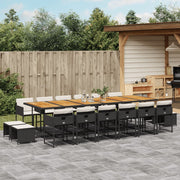 17-piece Garden Set with Cushions Poly Rattan Black
