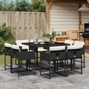 Tuinset 9-delig poly rattan zwart