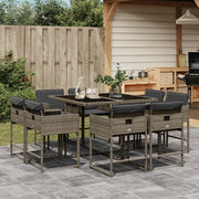 Tuinset 9-delig poly rattan grijs met kussens