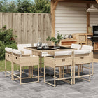 9-Piece Garden Dining Set with Cushions, Poly Rattan, Beige