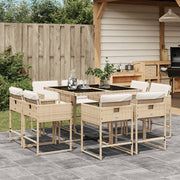 Tuinset 9-delig poly rattan beige