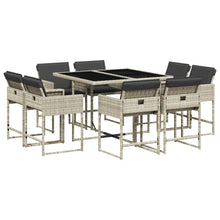 -Delige Tuinset Met Kussens Poly Rattan Lichtgrijs Glas 9