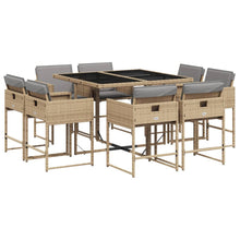 9-Delige Tuinset Met Kussens Poly Rattan Gemengd Beige