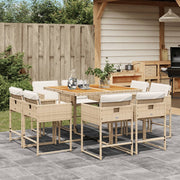 Tuinset 9-delig poly rattan beige met kussens