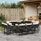 11-piece Garden Set with Cushions, Poly Rattan Black