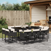 Tuinset 11-delig poly rattan zwart met kussens