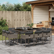 Tuinset 11-delig poly rattan grijs met kussens