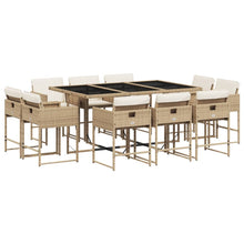 11-delige Tuinset met kussens poly rattan beige