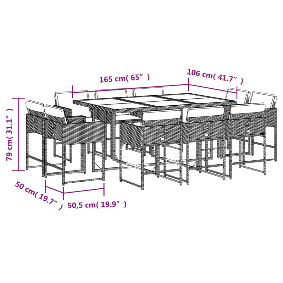 -Delige Tuinset Met Kussens Poly Rattan Lichtgrijs Glas 11