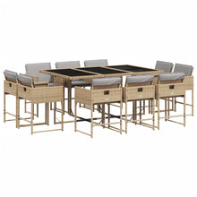 11-Delige Tuinset Met Kussens Poly Rattan Gemengd Beige