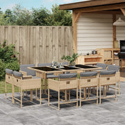 Tuinset 11-delig poly rattan gemengd beige